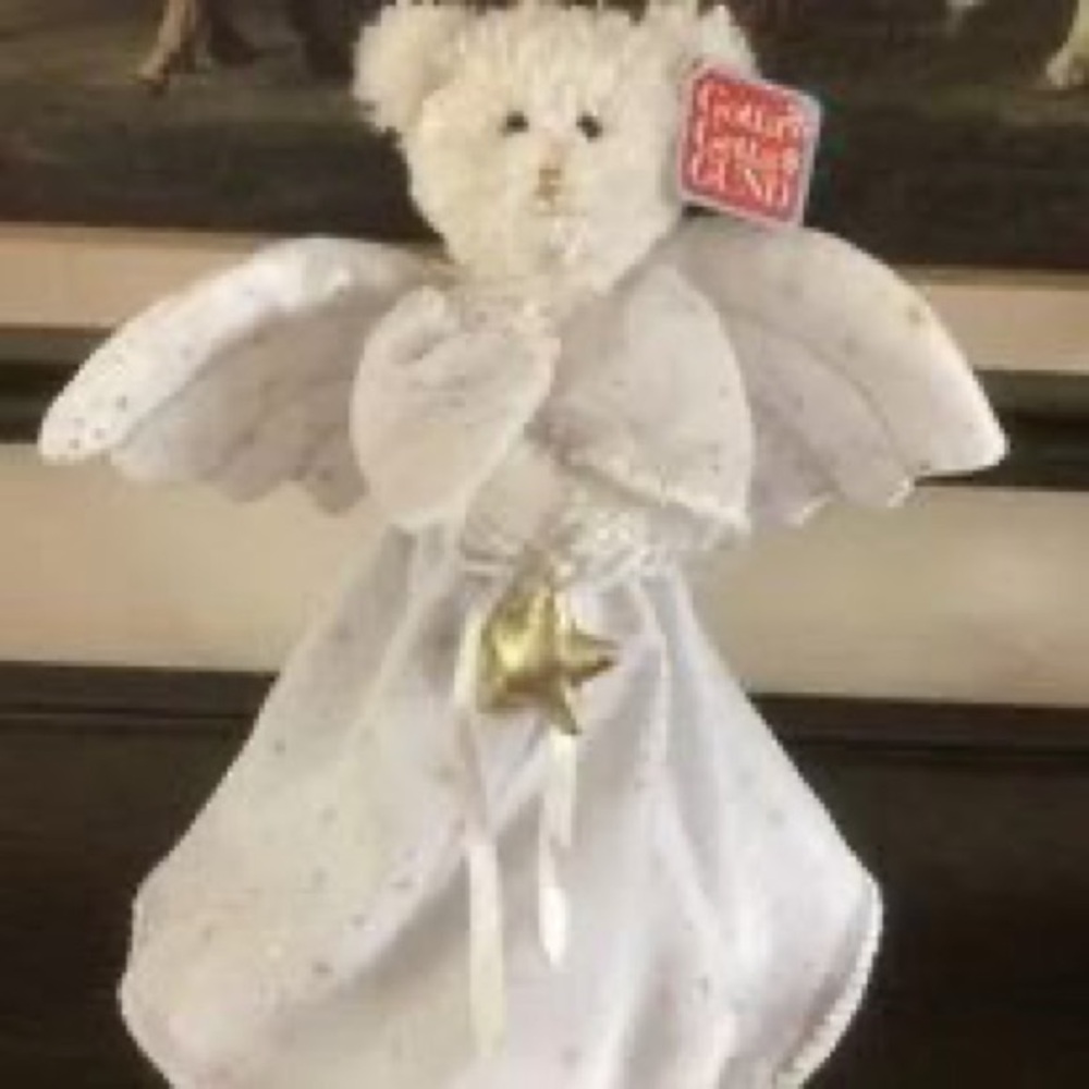 Gund White Angel Bear Holiday Tree Topper with Gold Star